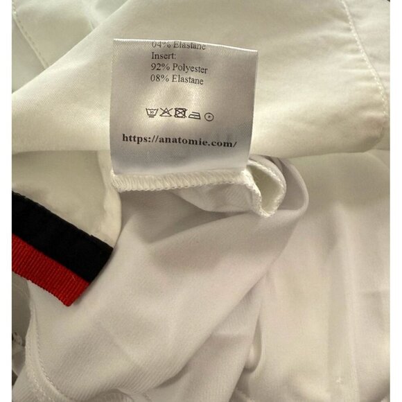 Anatomie Button Down Shirt White Mixed Fabric Zip Sides Long Slv Stretchy Size S - Picture 12 of 13